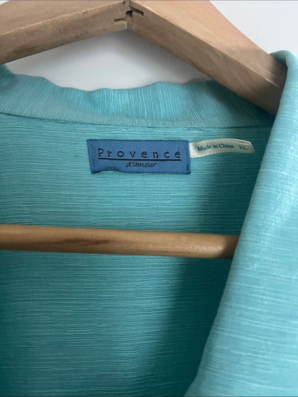 Provence d'Amour 70% Silk 30% Linen Aqua Button Front Blouse XL - Picture 3 of 8